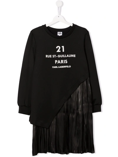 Shop Karl Lagerfeld Teen Graphic-print Contrast Dress In Black