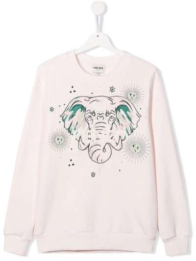Shop Kenzo Elephant-embroidered Sweatshirt In Pink