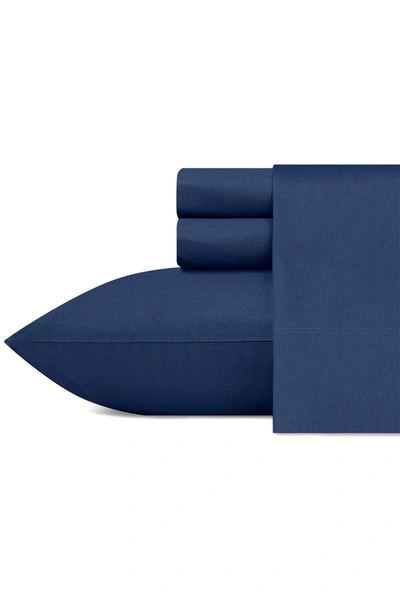 Shop Nautica Solid Navy Cotton Percale Sheet Set In Captains Blue