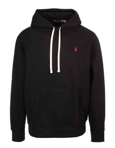 Polo Ralph Lauren Full Zip Hoodie With Ribbed Side Panels In Black