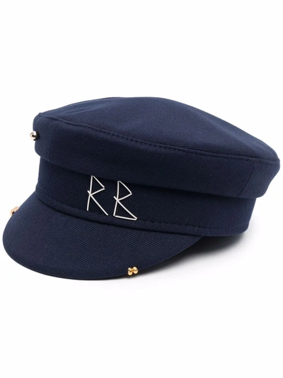 Shop Ruslan Baginskiy Logo-embroidered Baker-boy Cap In Blue