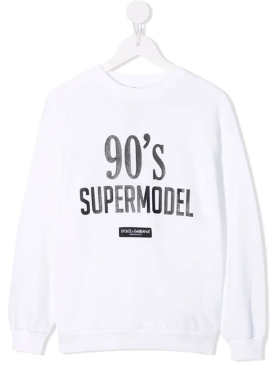 Shop Dolce & Gabbana Slogan-print Sweatshirt In White