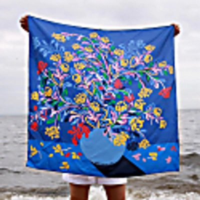 Jessie Zhao New York Silk Scarf Of Night Flowers In Silk