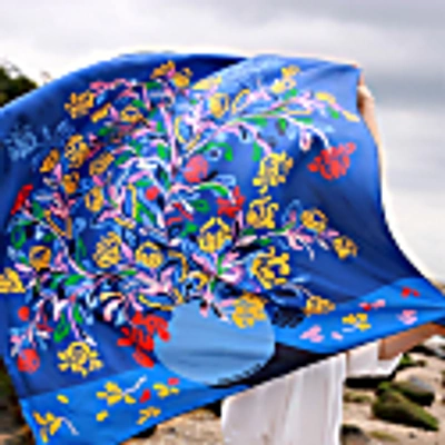 Jessie Zhao New York Silk Scarf Of Night Flowers In Silk