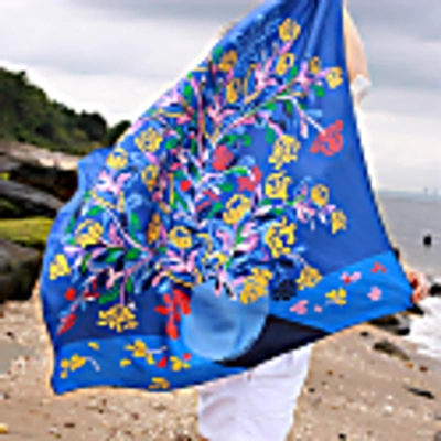 Jessie Zhao New York Silk Scarf Of Night Flowers In Silk