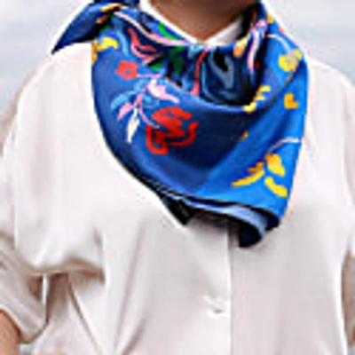 Jessie Zhao New York Silk Scarf Of Night Flowers In Silk