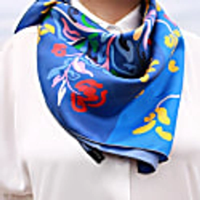 Jessie Zhao New York Silk Scarf Of Night Flowers In Silk