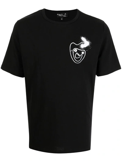 Shop Agnès B. Graphic-print Cotton T-shirt In 黑色