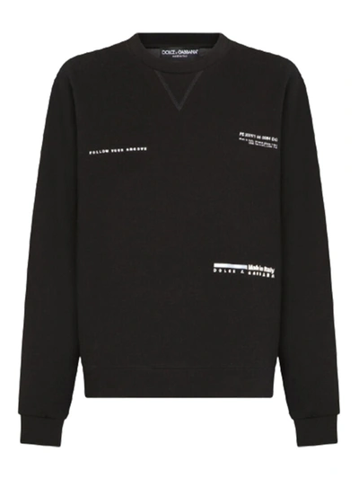 Shop Dolce & Gabbana Rubberised-patch Jersey Sweatshirt In Black