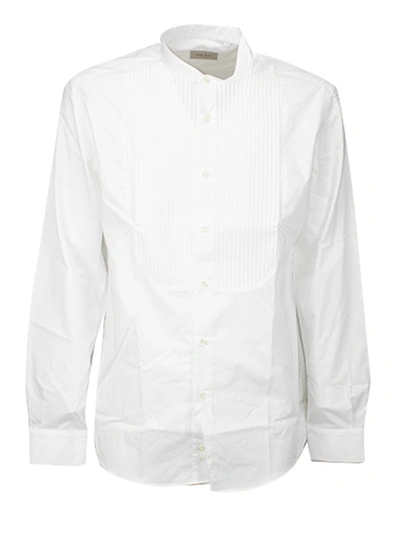Shop Low Brand Pleat-front Cotton Shirt In White