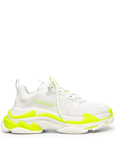 Shop Balenciaga Triple S Low-top Sneakers Fluo Yellow In White