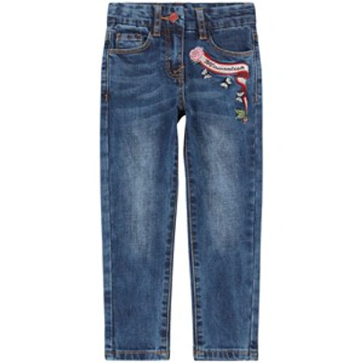 Shop Monnalisa Blue Bear Applique Jeans