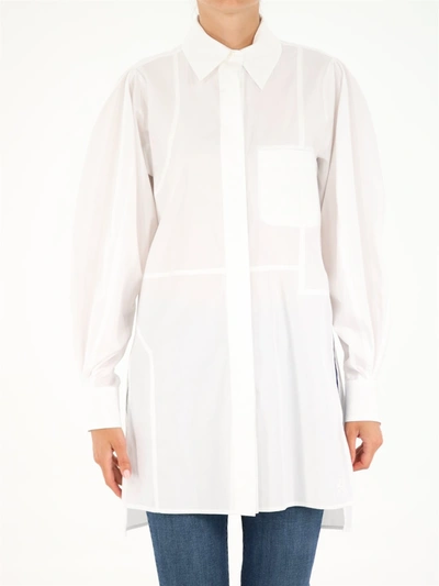 Shop Loewe Patchwork Poplin Shirt In White