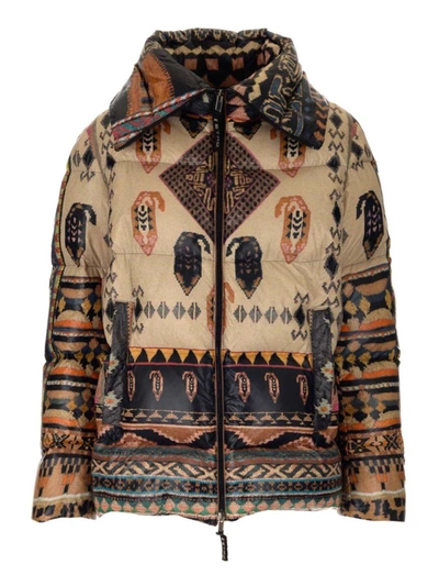 Shop Etro Geometric Printed Down Jacket In Multicolor In Multicolour