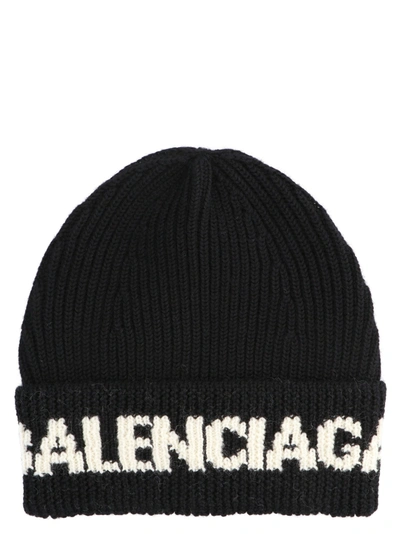 Shop Balenciaga Logo Detailed Beanie In Black