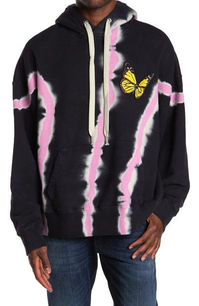 Shop Palm Angels Tie Dye Butterfly Patch Hoodie In Black