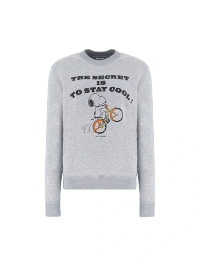 Shop Saint Laurent Snoopy Printed Sweatshirt In Grey