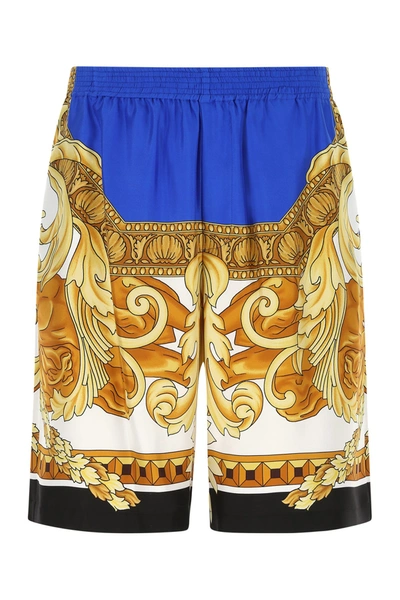 Shop Versace Printed Satin Bermuda Shorts  Printed  Uomo 48