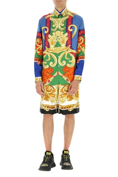 Shop Versace Printed Satin Bermuda Shorts  Printed  Uomo 48