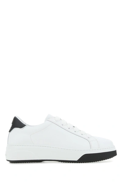 Shop Dsquared2 White Leather Bumper Sneakers White Dsquared Donna 39