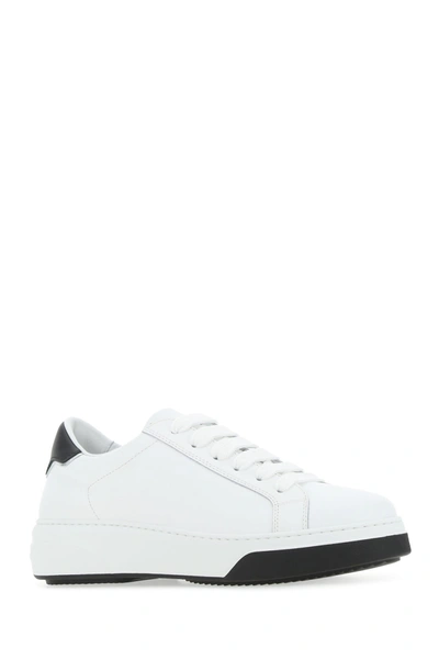 Shop Dsquared2 White Leather Bumper Sneakers White Dsquared Donna 39