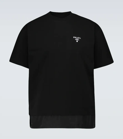 Black T-shirt With Contrasting Trim And Logo