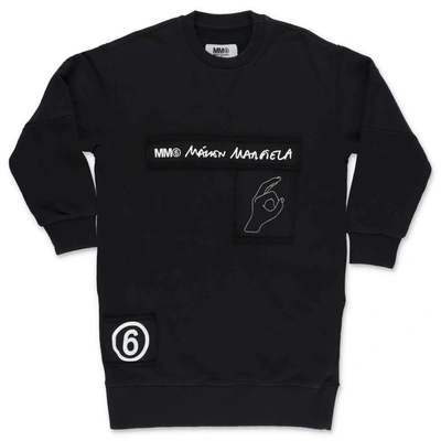 Shop Mm6 Maison Margiela Kids Logo Print Sweatshirt Dress In Black