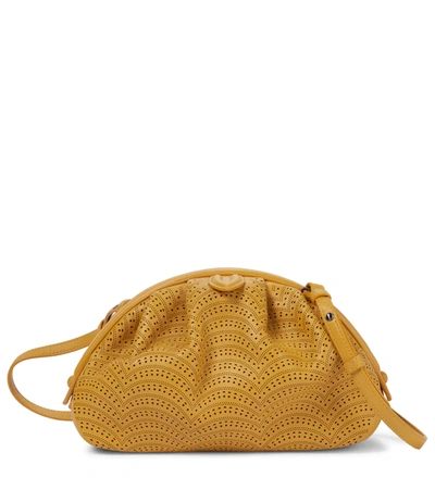 Shop Alaïa Samia 21 Mini Laser-cut Leather Clutch In Yellow