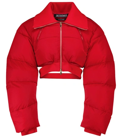 Shop Jacquemus La Doudoune Pralù Crop Puffer Jacket In Red