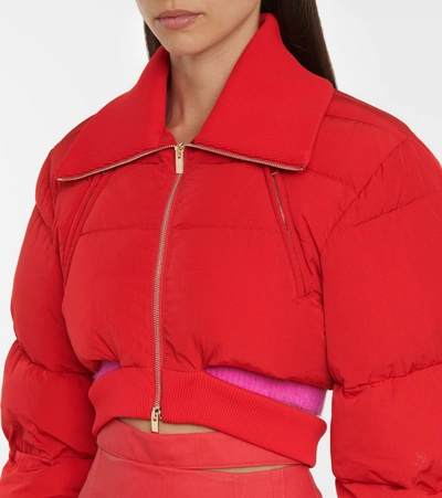 Shop Jacquemus La Doudoune Pralù Crop Puffer Jacket In Red