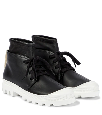 Shop Loewe Layered Leather Ankle Boots In Black