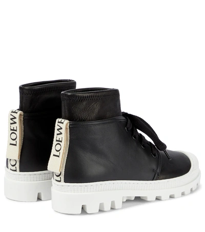 Shop Loewe Layered Leather Ankle Boots In Black
