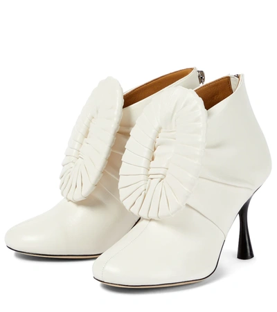 Shop Loewe Pleated-buckle Leather Ankle Boots In White