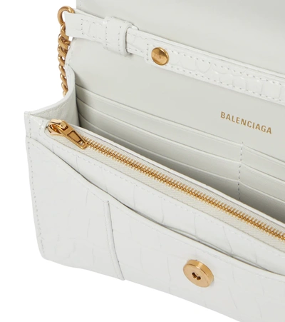 Balenciaga Hourglass Leather Wallet On Chain In White