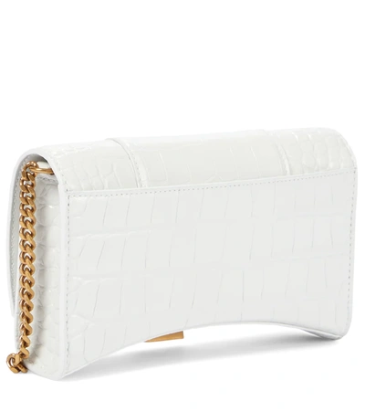 Balenciaga Hourglass Leather Wallet On Chain In White