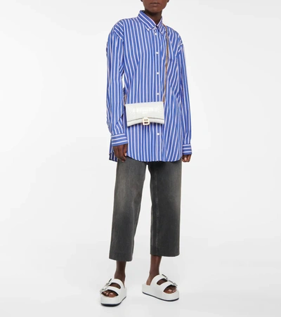 Balenciaga Hourglass Leather Wallet On Chain In White
