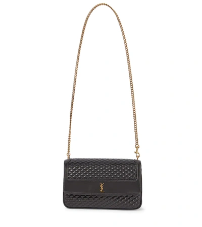 Black Sunset medium YSL-plaque leather shoulder bag, Saint Laurent