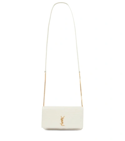 Shop Saint Laurent Cassandre Leather Phone Pouch In Crema Soft/crema S.