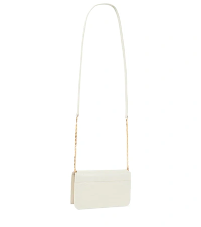 Saint Laurent Cassandre Leather Iphone Crossbody Bag In Crema Soft/crema S.