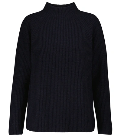 Shop Vince Ribbed-knit Cashmere Sweater In Blue