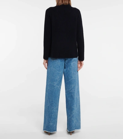 Shop Vince Ribbed-knit Cashmere Sweater In Blue