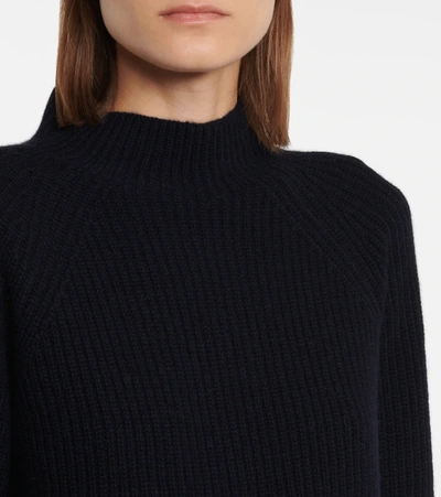 Shop Vince Ribbed-knit Cashmere Sweater In Blue