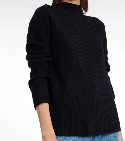 Shop Vince Ribbed-knit Cashmere Sweater In Blue