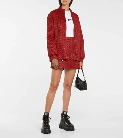 Shop Miu Miu Quilted High-rise Miniskirt In Red