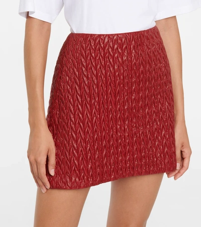 Shop Miu Miu Quilted High-rise Miniskirt In Red