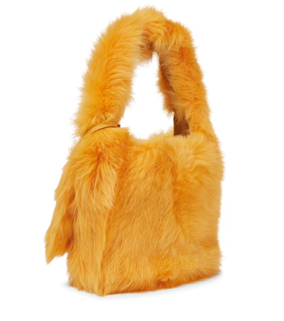 Miu Miu Shearling Shoulder Bag In Orange