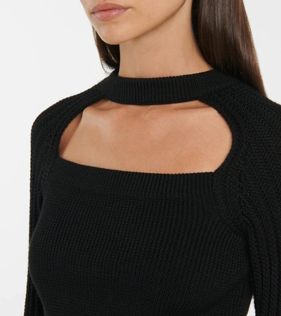 Shop Loewe Ribbed-knit Wool-blend Sweater In Black