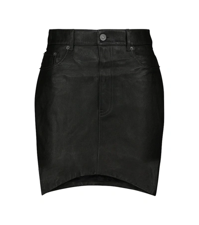 Shop Balenciaga Asymmetric Leather Miniskirt In Black