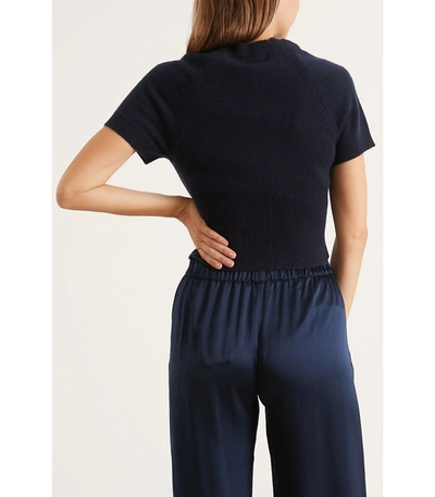 Shop Sablyn Corina Crew Neck Cashmere Top In Midnight Navy In Black