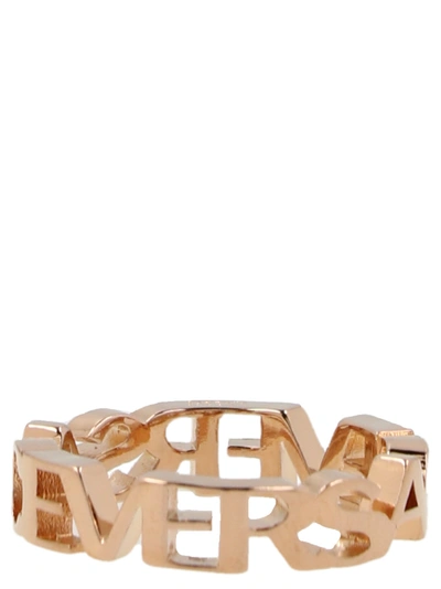 Shop Versace Logo Letter Shiny Ring In Gold